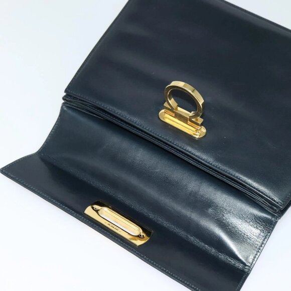 Salvatore Ferragamo Gancini Hand Bag Leather 2way Black Gold - Picture 7 of 16